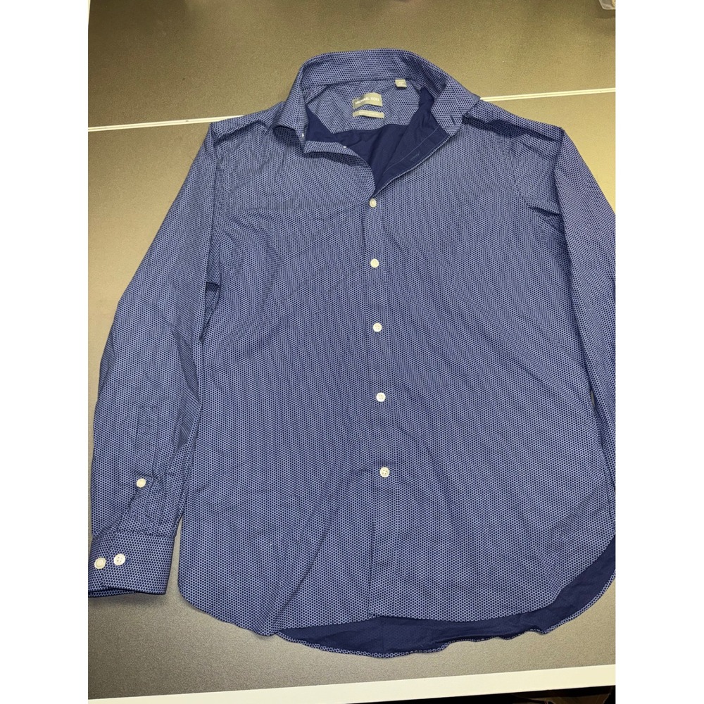 Michael Kors Mens Slim Fit Stretch Shirt‎ Blue Honeycomb Print 15.5 32/33 M